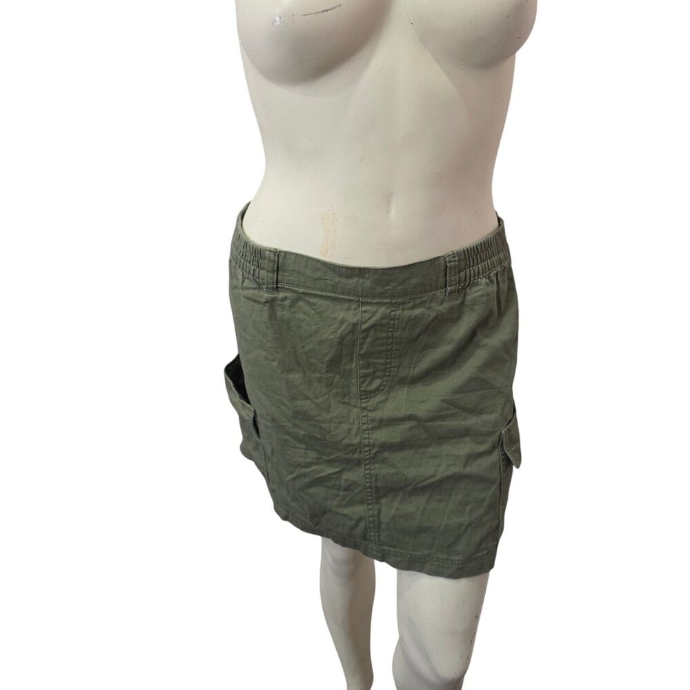Old Navy Plus XXL 18 Olive Cargo Mini Skirt Elastic Waist Utility Casual Pockets